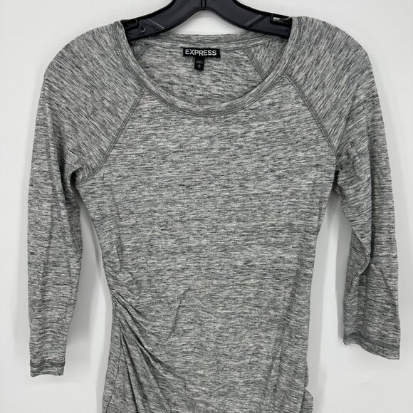 3/$25 Express Bodycon Mini Dress S Faux Wrap Marled Gray - Picture 4 of 9